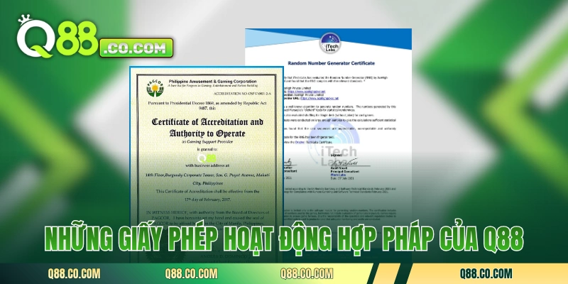 Những giấy phép hoạt động hợp pháp của Q88